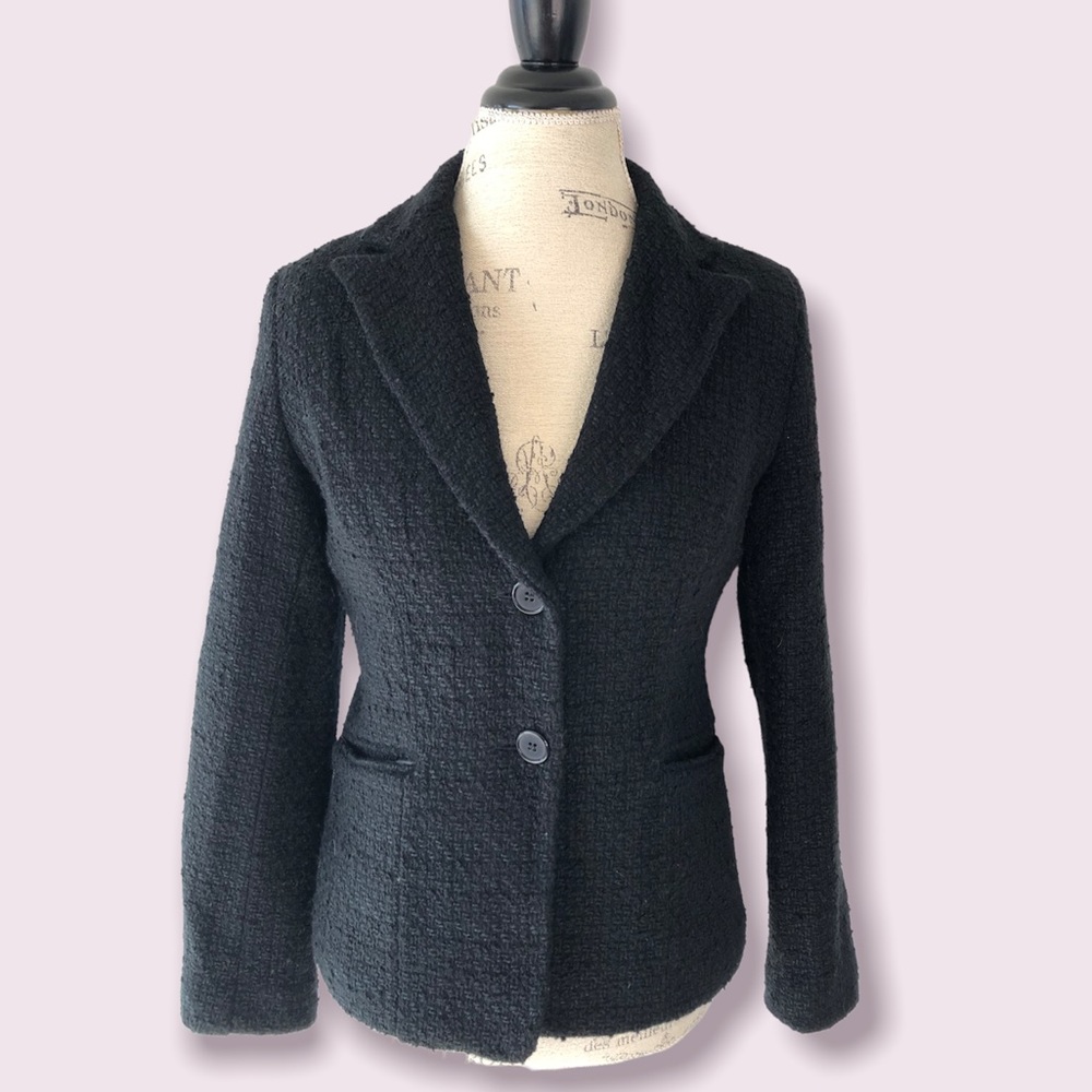 Vintage Black Textured Blazer Jacket
